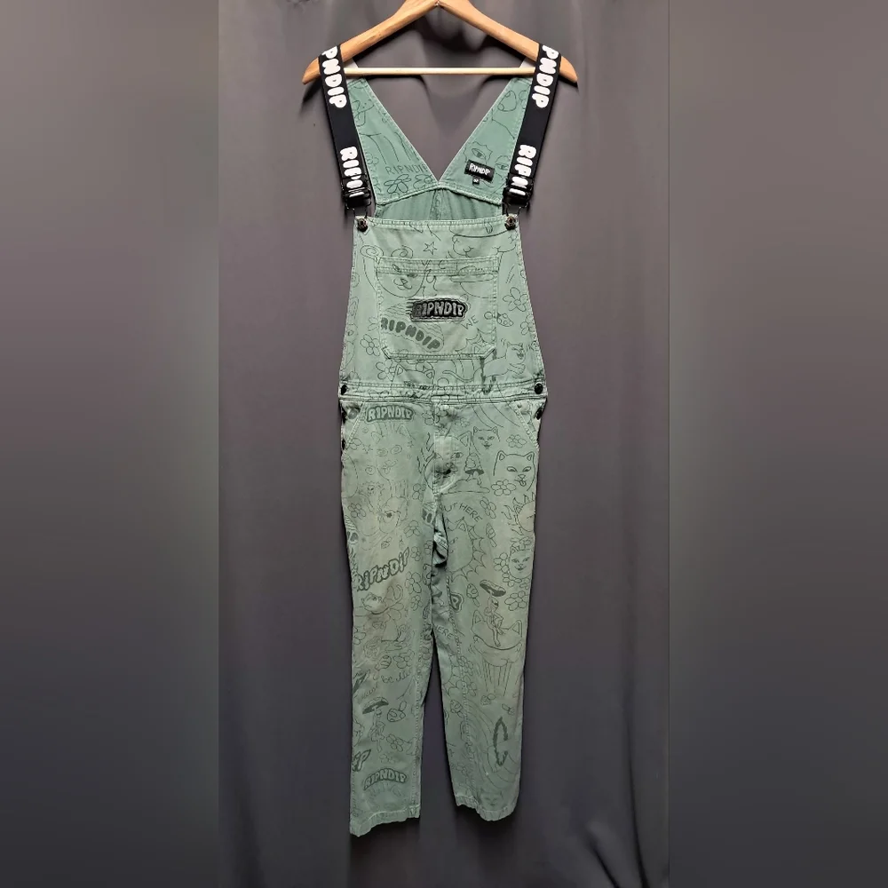 Rip N Dip Scribble Print Overalls Size 32 - Picture 2 of 7